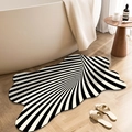 Detailed view of an irregular black and white swirl patterned bath mat on a wooden floor - Abstract Bathroom Style - D / 30*40cm [Upgraded Thickened Diatom Mud]