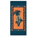Mikrofaser Strandtuch mit blauem und orangefarbenem Palmen-Surfbrett-Muster - 70*150cm / 840 Stammes-Palmen