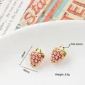 Pink enamel strawberry charm 14x10mm alloy pendant for DIY jewelry making accessories - 10# Light Purple Grape