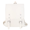 Minimalist vintage white soft leather backpack for women featuring stylish metal buckles - White
