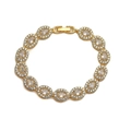 Lujosa pulsera de cadena ovalada bañada en oro con incrustaciones de circonitas - Pulsera Ovalada Dorada