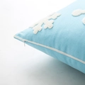 Soft blue snowflake embroidered pillow cover with white festive pattern and hidden zipper - Sky Blue