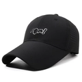 Cappellino da baseball nero traspirante da uomo con fori laser e ricamo On! bianco - Nero