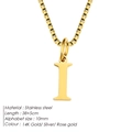 Minimalist stainless steel necklace with gold letter I pendant on a classic box chain - Letter I / Gold
