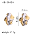 Modern 18K gold and silver two-tone irregular wavy earrings with mirror finish - Streamlined Two-tone Style (NB-E1468)