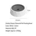 Gamelle d'eau flottante pour chat blanche avec design diamant et couvercle gris - Style Taille Diamant / Blanc / Gris