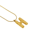 Textured 18k gold plated stainless steel necklace featuring a bold lava-style letter H - Letter H