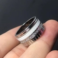 Classic silver and white ceramic multi-band ring with sparkling pavé set stones - Style 18