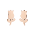 Detailed close-up of tulip flower studs in elegant rose gold with a polished finish - 307 Tulip / Rose Gold