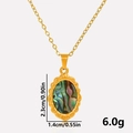 Detail view of 304 stainless steel necklace with abalone shell pendant and dimensions - Gold Abalone Shell Necklace Set (S1996-G-B-N22)