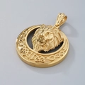 Gold plated lion head pendant with Celtic knot pattern and relief carving for men - Pendant Only / Gold Pendant (KP36498-D)
