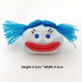 Funny blue plush cartoon girl face charm showing 4.5cm height and 9.5cm width dimensions - Blue Hair Ugly Girl
