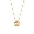 18K vergoldete Edelstahl-Schlangenkette mit rechteckigem Zirkon-Vorhängeschloss-Anhänger - Gold mit weißem Zirkon