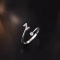 Ring aus 925er Silber mit funkelndem Zirkon-Buchstaben Z und einem runden Kristall - Buchstabe Z