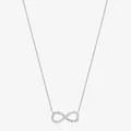 Collana infinito in argento sterling S925 con zirconi scintillanti su sfondo bianco - Argento 925 / Argento