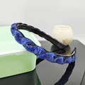 Royal blue twisted headband with sparkling rhinestones and non-slip inner teeth - Blue Rhinestone