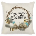 Easter pillow cover with watercolor rabbit truck and Happy Easter text in light beige linen - Zl2002064-21 / 45*45cm Cover Only