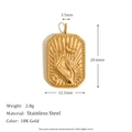 18K gold plated stainless steel rectangle pendant with moon relief and size measurements - Magician Tarot Square Pendant