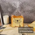 Transparent bread bag with hand-drawn bear face, 19x29cm size for bakery packaging - Emojis / 19x29+4cm