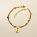 Bracelet double couche en acier inoxydable doré avec pendentif ajouré lettre X - Lettre X (S-H202-X)