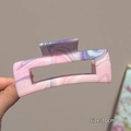 10cm large square hair claw clip with marble wavy pattern in pink and blue - Colorful Square [10CM]