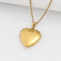 Polished golden heart locket necklace in stainless steel with elegant photo locket pendant - Smooth Heart 23*25/Gold