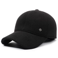 Schwarze Winter-Baseballkappe mit Gehörschutz und silbernem HG-Logo für Herren - Verstellbar / Schwarz