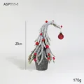 Mini albero di Natale artificiale da 25cm con neve e bacche rosse in vaso grigio - Albero Di Neve Con Bacche Rosse Da 25CM
