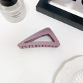 Matte purple triangular hair claw clip with hollow geometric design for women - Taro Purple