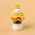 Handmade crochet colorful Christmas tree mini potted ornament for desktop and car - Mengsi Christmas Tree Potted Plant - Gradient Yellow (Decorated)