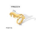 Détails de la bague hippocampe dorée avec dimensions et textures de l'os gravées - Style Hippocampe (YYR023314)