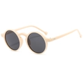 Occhiali da sole tondi retrò beige crema con lenti scure anti-UV per uomo e donna per estate - Beige/Lenti Grigie