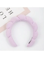 Braided lavender sponge headband with cloud texture for face washing and styling - Light Purple