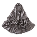 Close-up of elegant grey satin scarf showing smooth texture and soft silk-like folds - Smoky Grey