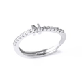 Adjustable silver letter N ring with cubic zirconia stones in a minimalist design - Letter N