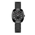 Golden stainless steel watch with black diamond dial and calendar display feature - Women's Black (VA-2512-H)