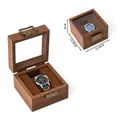 Single walnut wood watch box with clear window and vintage lock for storage display - 1-Slot Black Walnut