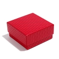 Red square jewelry gift box with quilted pattern finish for rings and earrings - Red Paper Gift Box