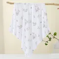 Soft cotton newborn swaddle blanket with white stars and cartoon animal patterns - Starry Rocking Horse