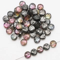 Macro de perles de rose en verre 10mm irisées dorées et noires pour création de bijoux DIY - Demi Gun Black Violet