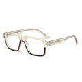 Retro square anti-blue light glasses with champagne and black two-tone splice frames - C5 Transparent Yellow and Black Frame Clear Lens