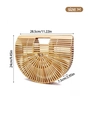 Detailed size guide for the medium handmade bamboo ark bag with specific dimensions - M Semi-circle 28.5x24cm
