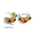 Orecchini a C in acciaio dorato con pietre colorate, misura 20mm per 13mm - Pietre Naturali Miste