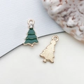 Grüner Weihnachtsbaum-Anhänger aus Legierung mit Goldplattierung für DIY-Schmuck - Kristall Weihnachtsbaum (9903)