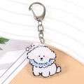 Porte-clés acrylique double face représentant un adorable Bichon Frisé blanc et bleu - Chien Bichon 8