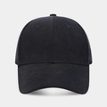Detailed close-up of a black cotton baseball cap showing stitch lines and six-panel crown - Adjustable / Navy Blue
