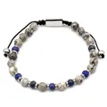 Faceted Lapis Lazuli and Tiger Eye stone beaded bracelet with adjustable silver sliding cord - Faceted Lapis Lazuli Style (B062)