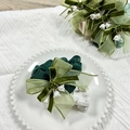 Green lily of the valley silk scrunchie with velvet bow and elegant floral pendants - Large Thick Scrunchie / Forest Green