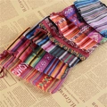Ethnic style drawstring cotton pouch with colorful bohemian patterns for jewelry gifts - Thin Mixed Stripes
