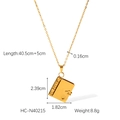 Detailed size specifications for gold book locket necklace with heart relief and chain measurements - Golden Book Style (HC-N40215)
